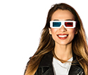 Young woman wearing 3-D glasses to emphasis 3-D mammography