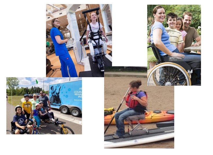 collage of images of women with spinal cord injuries being active