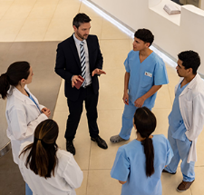 Residents listening to a a director